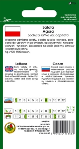 Sałata głowiasta masłowa szklarniowa Agora opakowanie 1g