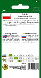 Sałata głowiasta krucha Great Lakes 118 opakowanie 1g