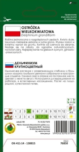 Ostróżka WIELKOKWIATOWA niebieska nasiona pnos