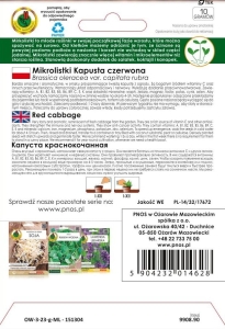 Nasiona na MIKROLISTKI kapusta czerwona 10g