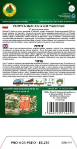 Papryka Snacking Red F1, opakowanie 15 nasion