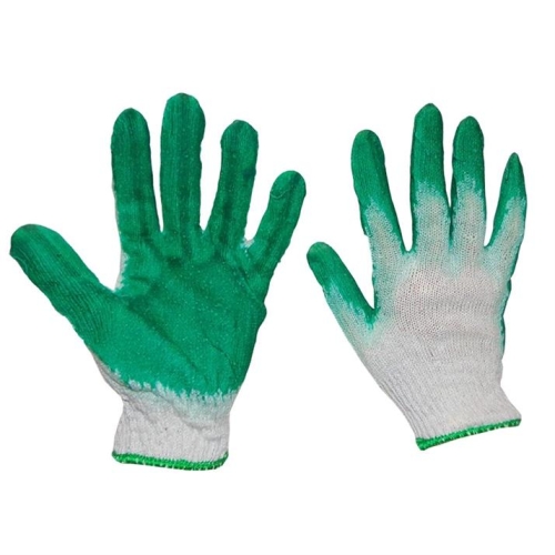 Rękawice materiałowe, ogrodowe, zielone.