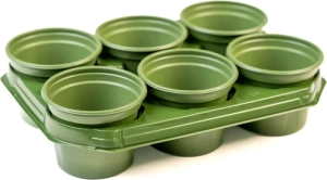 Zestaw 6 doniczek okrągłych + taca k. zielony