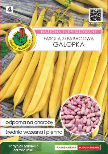 Fasola szparag. żółta karłowa Galopka inkrust. 30g nasiona warzyw
