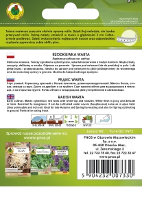 Rzodkiewka Warta 6m - nasiona na taśmie
