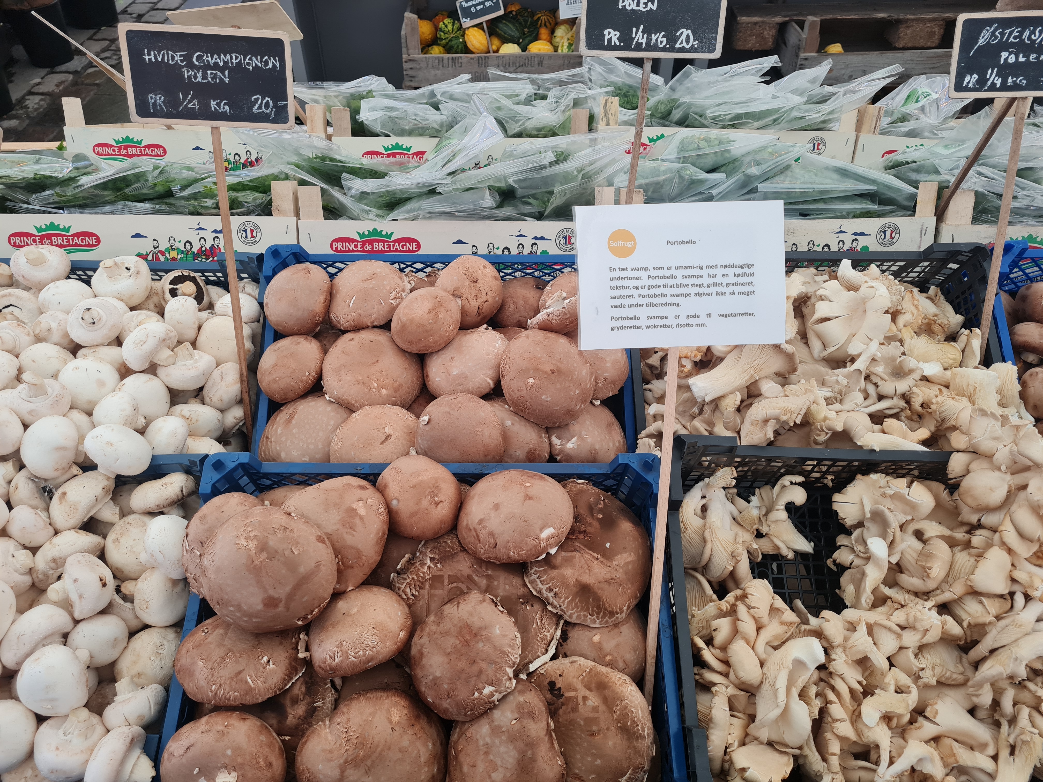 Pieczarni polskiej produkcji na ryneczku w Kopenhadze